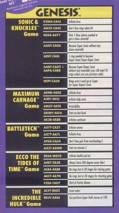 game genie codes